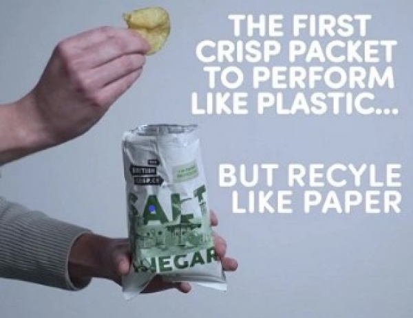 A história do primeiro saco de batatas fritas reciclável para recolha domiciliária
